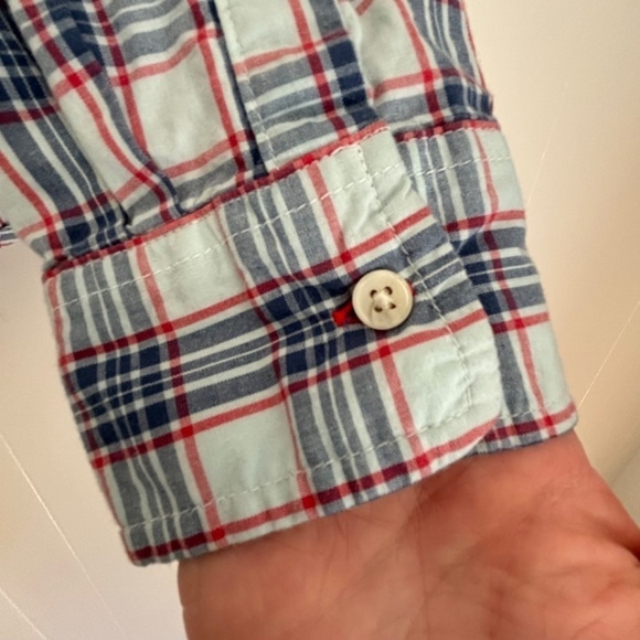 Gap ladies button down plaid shirt red and blue size M - Picture 4 of 11
